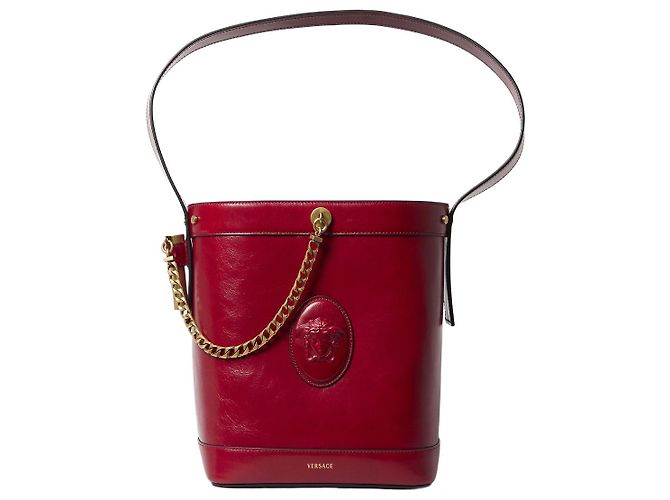 Sac seau Medusa Versace rouge en cuir