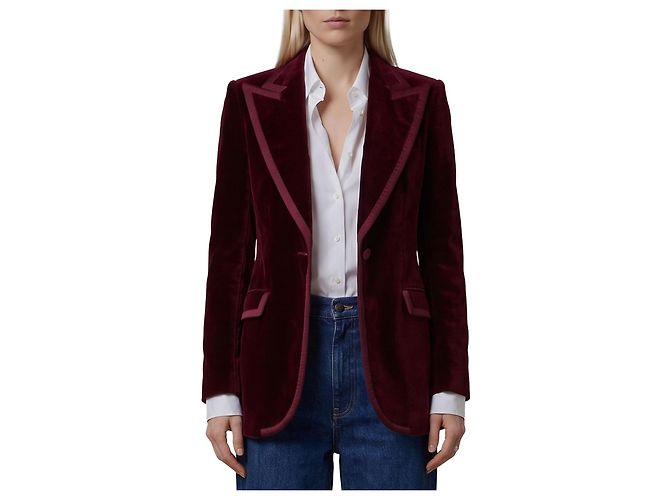 Dolce & Gabbana Single-breasted velvet jacket Dark red