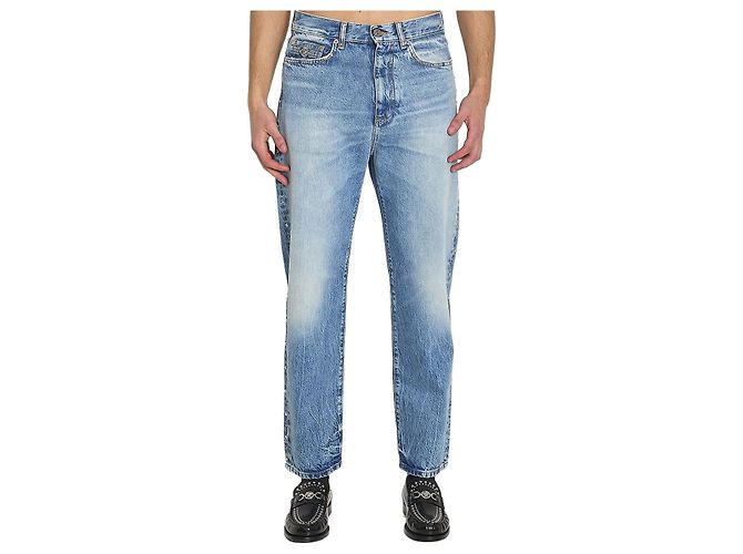 Medusa Versace Stone-wash jeans with studs Blue