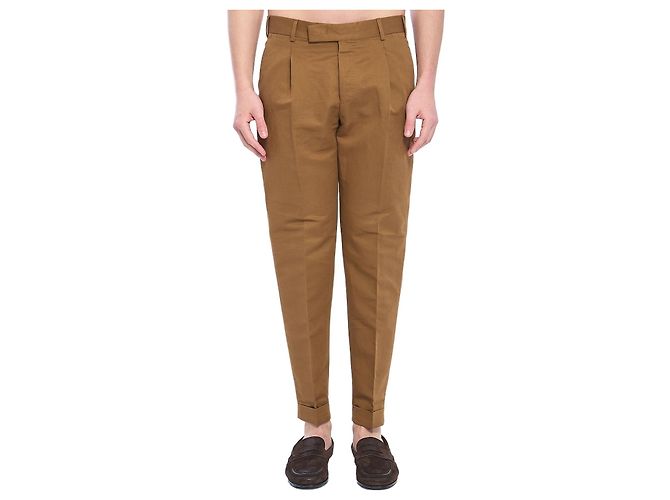 PT Torino Pantaloni Rebel in lino e cotone Marrone