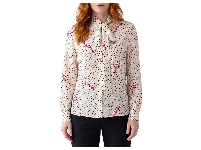 Valentino Garavani Camicia bubble in seta Pludsepois Bianco