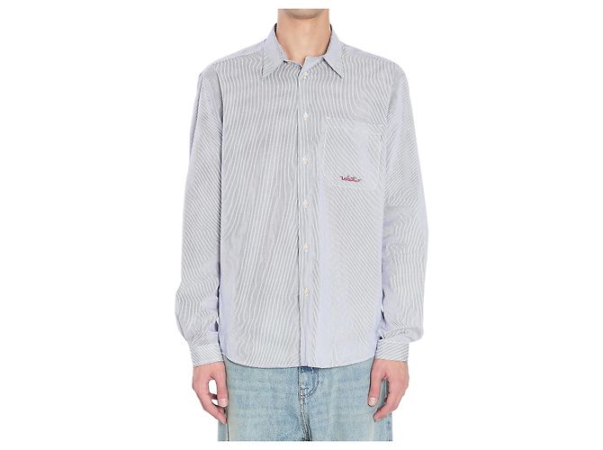 Camisa às riscas Valentino Garavani em algodão azul claro