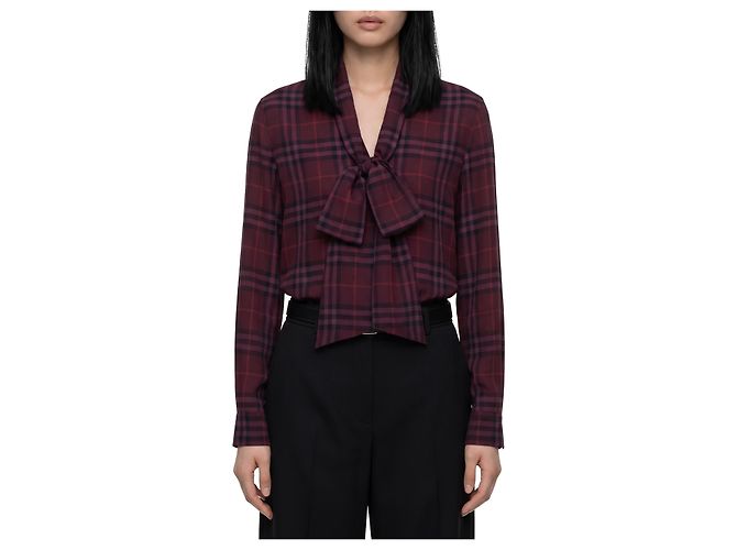 Burberry Camicia a quadri Rhiannon con sciarpa Porpora