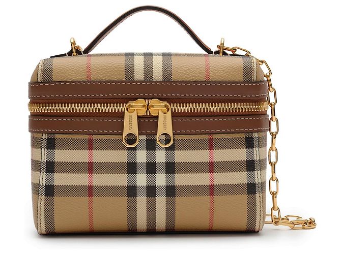 Burberry Mini bolso de tocador de cuadros Beige
