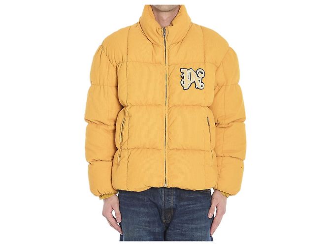 Palm Angels Monogram corduroy puffer jacket Orange