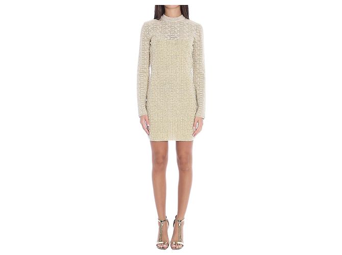 Balmain Robe monogramme PB Labyrinth Beige