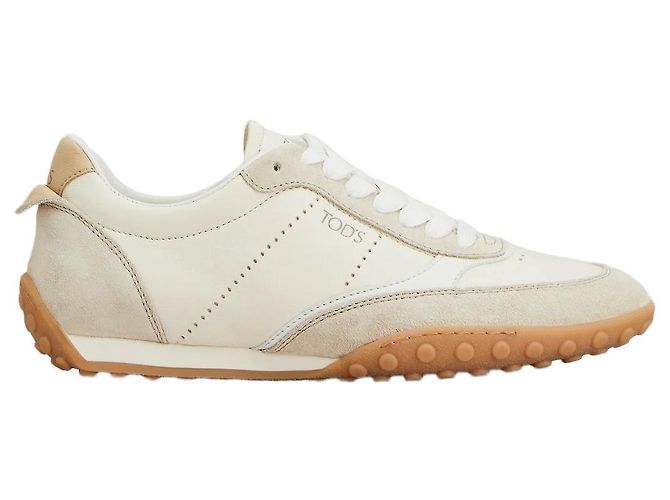 Tod's Baskets en cuir lisse et daim Blanc