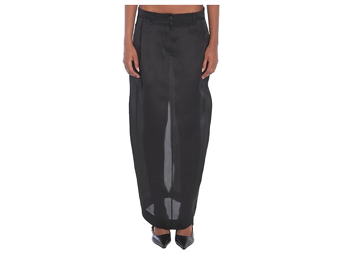 Gonna lunga Lucian Khaite in organza di seta nera Nero
