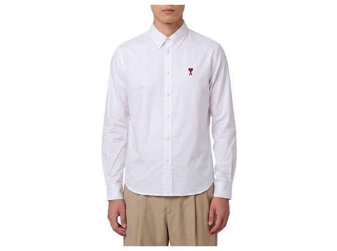 Camicia Ami Paris Ami De Coeur in cotone Oxford bianca Bianco
