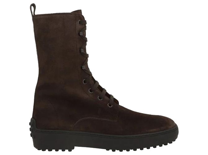 Tod's Winter ankle boot with rubber studs in suede leather Brown