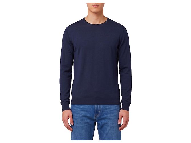 John Smedley Lundy Rundhals-Pullover in midnight Blau
