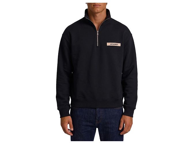 Jacquemus Sudadera con cuello cremallera Gros Grain Negro