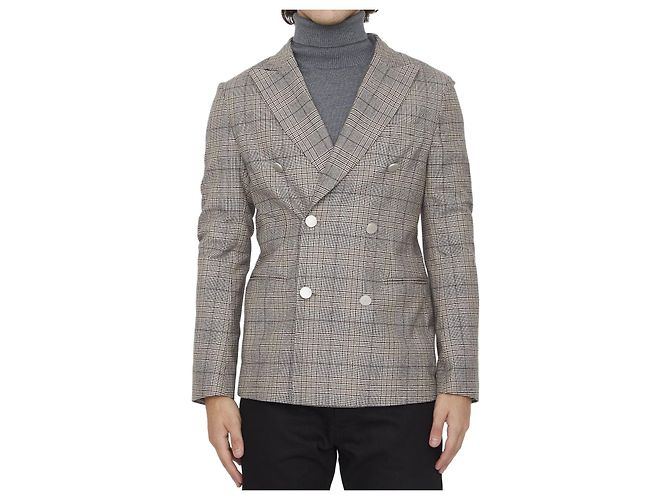 Tonello Beige Wool and Cashmere Double Breasted Jacket