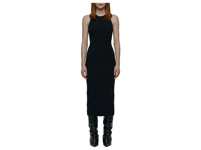 Attico Skulpturales Midikleid Schwarz