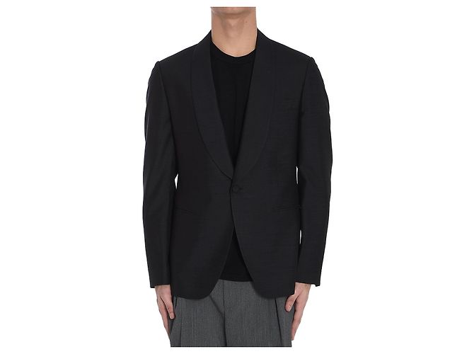 Lardini Einreihige Seidenjacke Schwarz