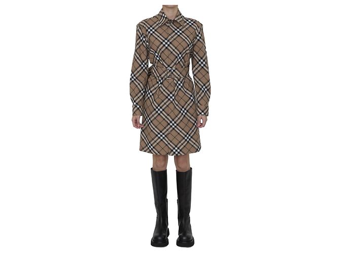 Burberry Check Bluse braun Wollmischung