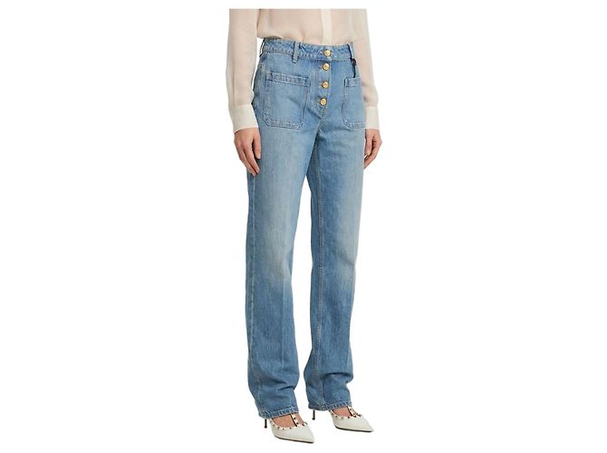 Vaqueros acampanados de denim de algodón azul Valentino Garavani
