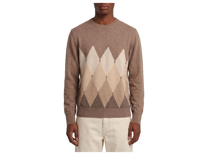 Ballantyne Camisola Diamond gola redonda em cashmere Marrom