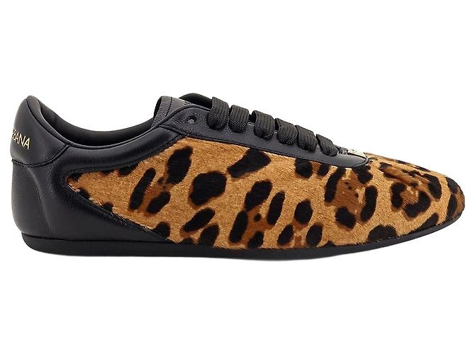 Dolce & Gabbana Ballet-Sneaker aus Ponyhaar in Leopardenprint Braun