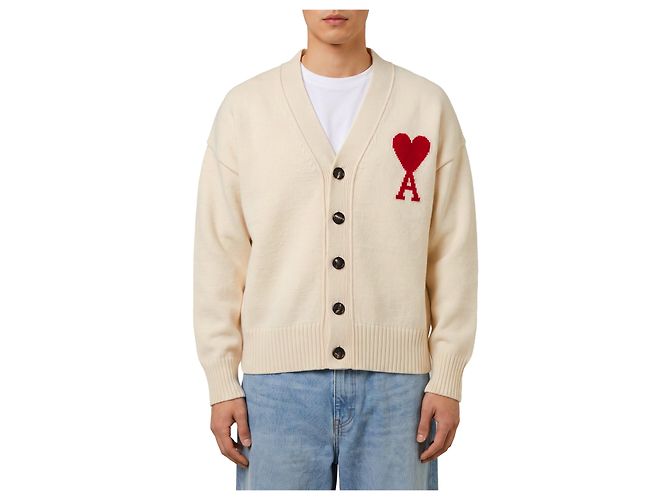 Ami Paris Ami de Coeur cardigan Cream