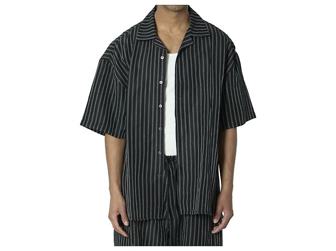 Willy Chavarria Camisa de cuello camp rayada