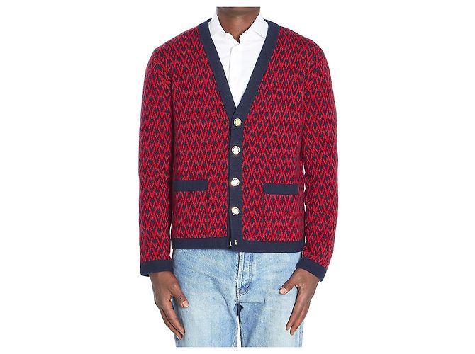 Valentino Garavani Toute La V Cardigan Blau Wolle