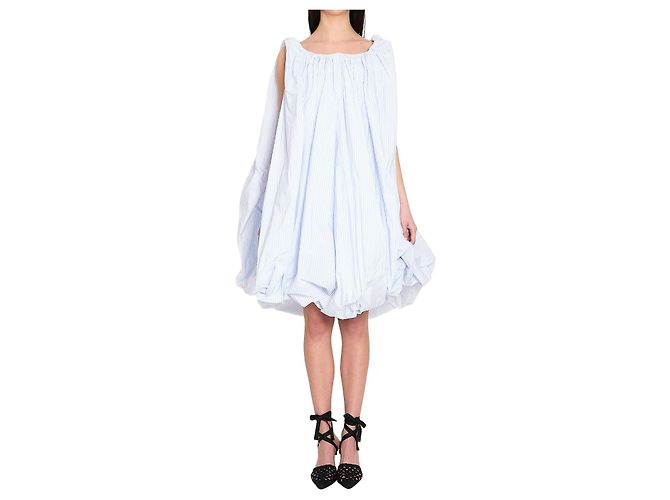 Vestido midi Jacquemus Lavande listrado branco e azul
