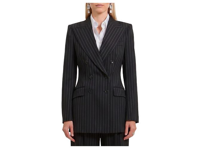 Dolce & Gabbana Chaqueta cruzada de raya diplomática Negro