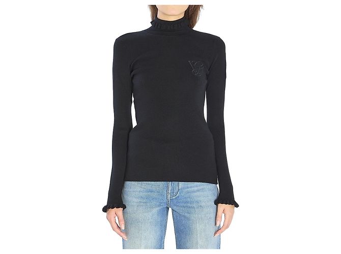 Valentino Garavani Rollkragenpullover mit Rüschen Schwarz