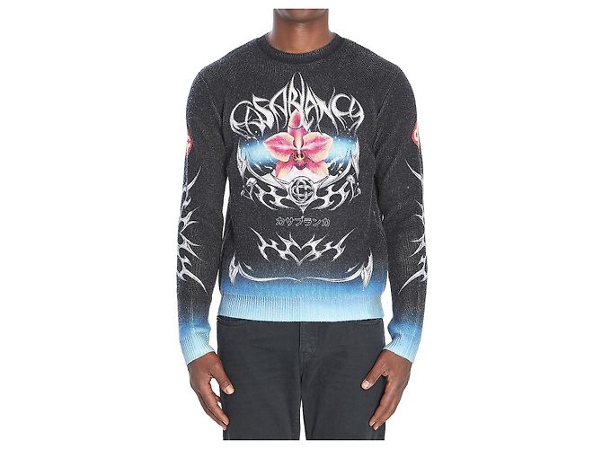 Casablanca Pullover mit Blades-Print Grau