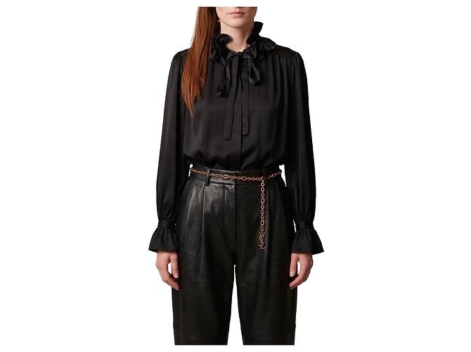 Camicia con volant nera Sutton New York