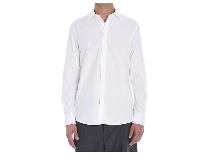 Camisa Valentino Garavani de popelín de algodón blanco slim fit