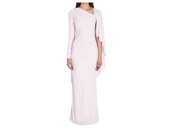 Self portrait Vestido midi drapeado em jersey Rosa
