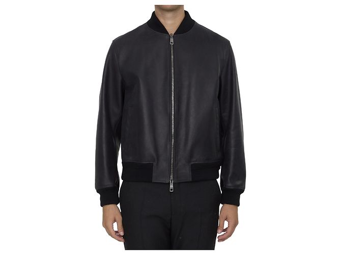 Dolce & Gabbana Black Calf Leather Jacket