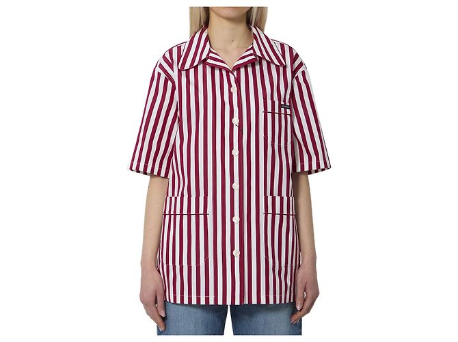 Camisa Dolce & Gabbana de popelín de algodón y seda a rayas Burdeos