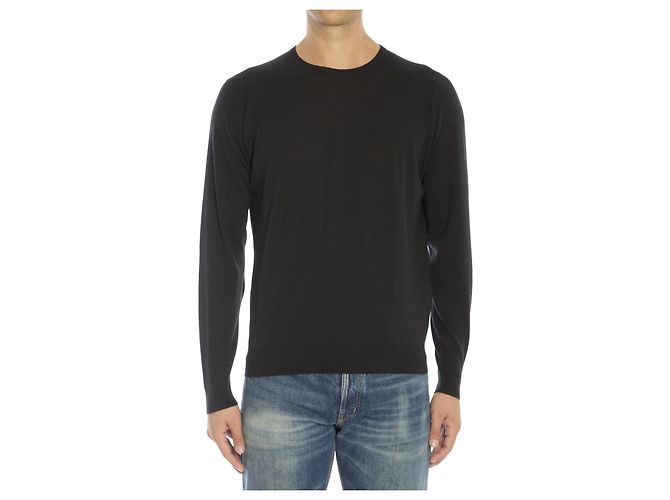 Pull John Smedley Lundy en laine mérinos noir