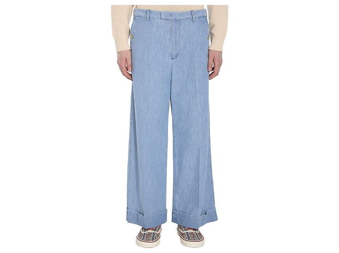 Valentino Garavani Oversized Baumwollhose Hellblau