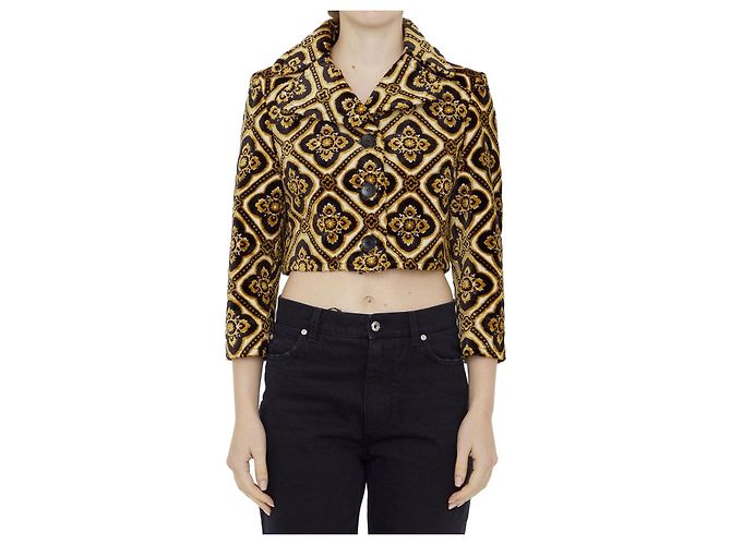 Etro Casaco cropped de veludo Marrom
