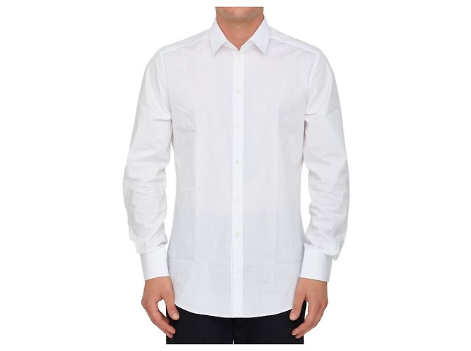 Dolce & Gabbana Weißes Baumwollhemd mit Langarm
