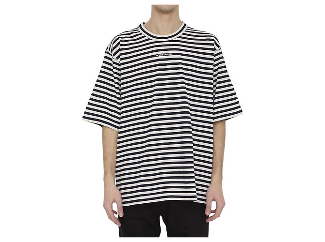 Camiseta a rayas de algodón Dolce & Gabbana Azul