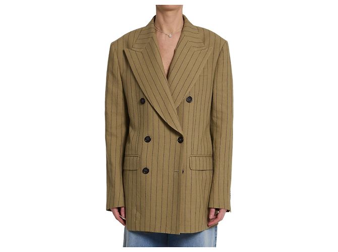Dolce & Gabbana Doppelreihiges Leinenjacket Beige