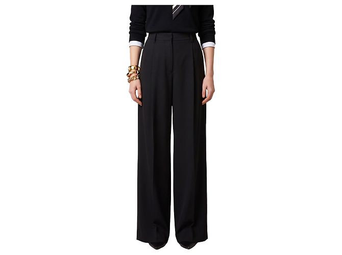 Sutton New York Calças de lona com elasticidade leve em preto