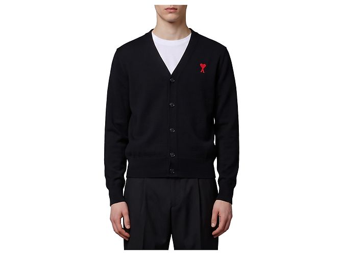 Ami Paris Ami de Coeur wool cardigan Black
