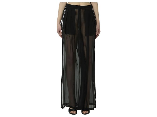 Dolce & Gabbana Calças de chiffon de seda Preto