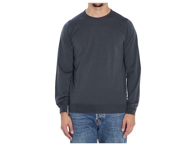 John Smedley Pull à col rond Lundy en charcoal Gris