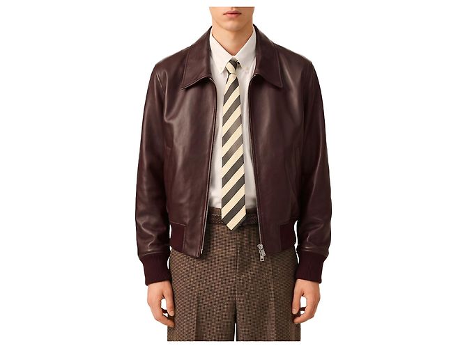 Ami Paris Burgundy zip bomber jacket Dark red