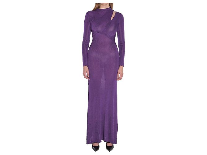 Self portrait Vestido longo com recortes Roxo
