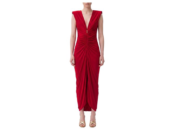 Medusa Versace Vestido de noite em jersey de viscose Vermelho
