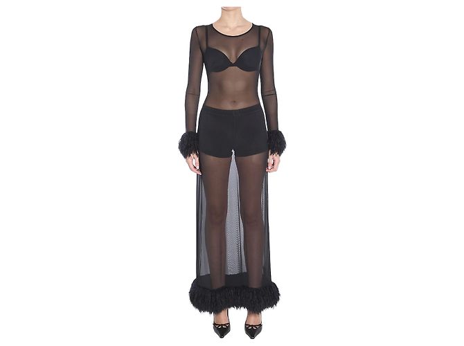Marine Serre Abito lungo in jersey mesh Nero
