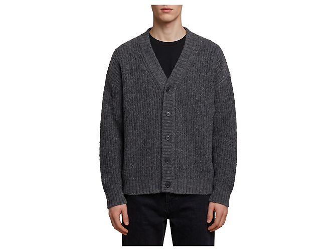 Roberto Collina Anthracite wool cardigan over Grey